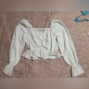 Altar'd State White V-Neck Blouse